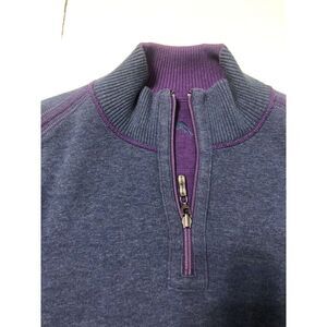 Tommy Bahama Sweater Mens  Blue Purple Reversible Half Zip Pullover Shirt‎